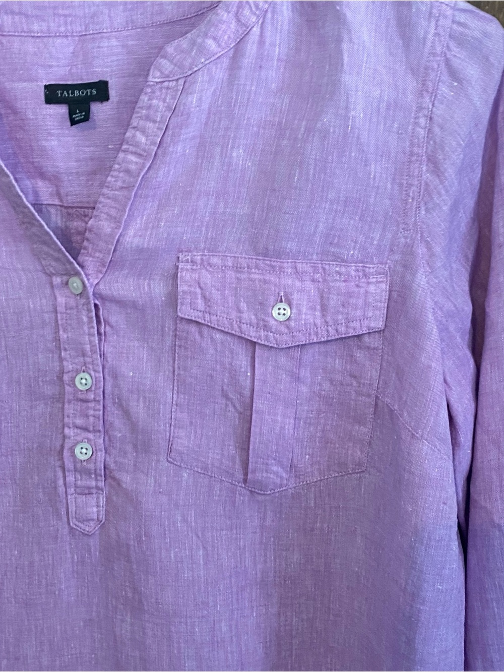 Talbots Lavender Linen Tunic Top - Picture 2 of 8
